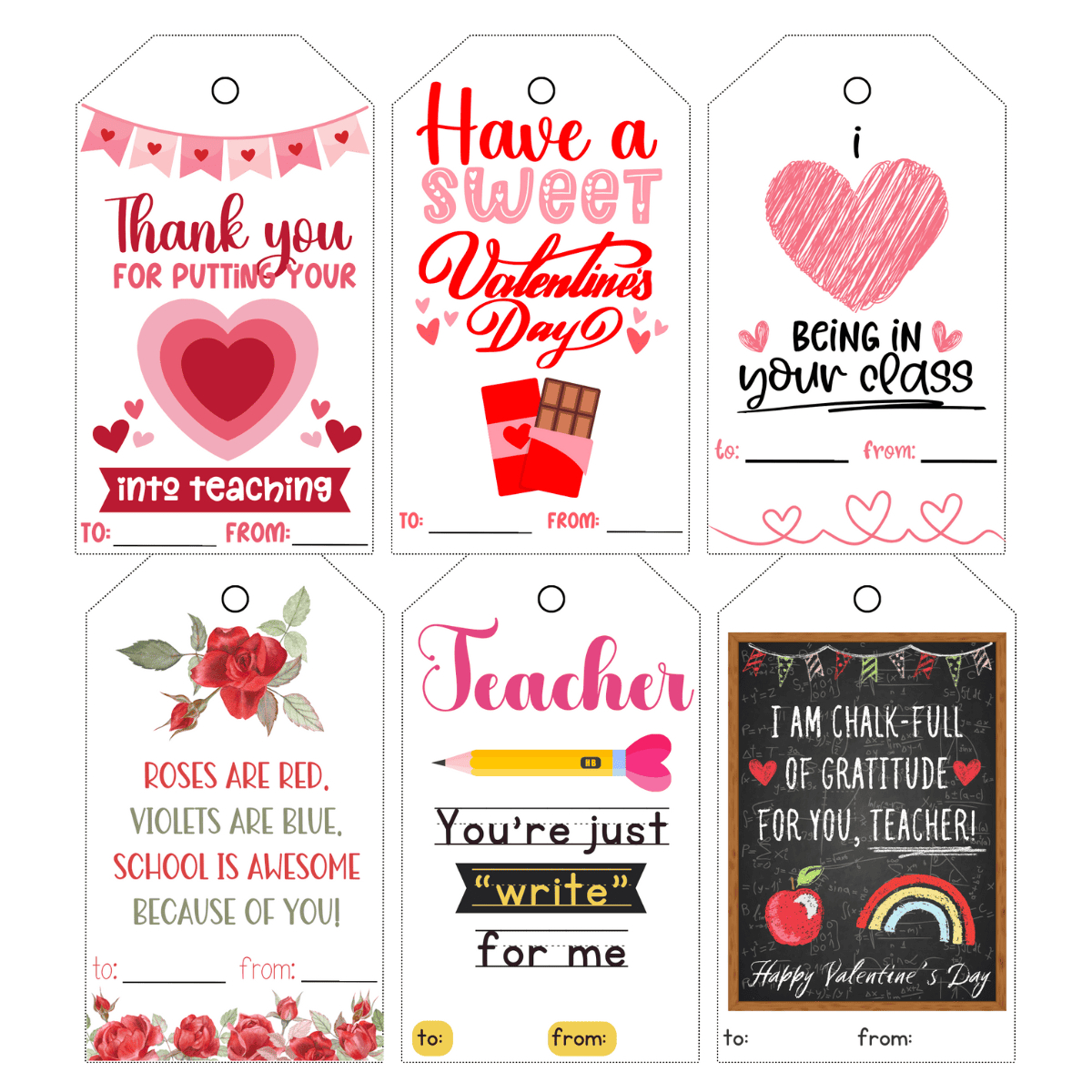 valentine tags teacher valentine printable - organized 31 amazon